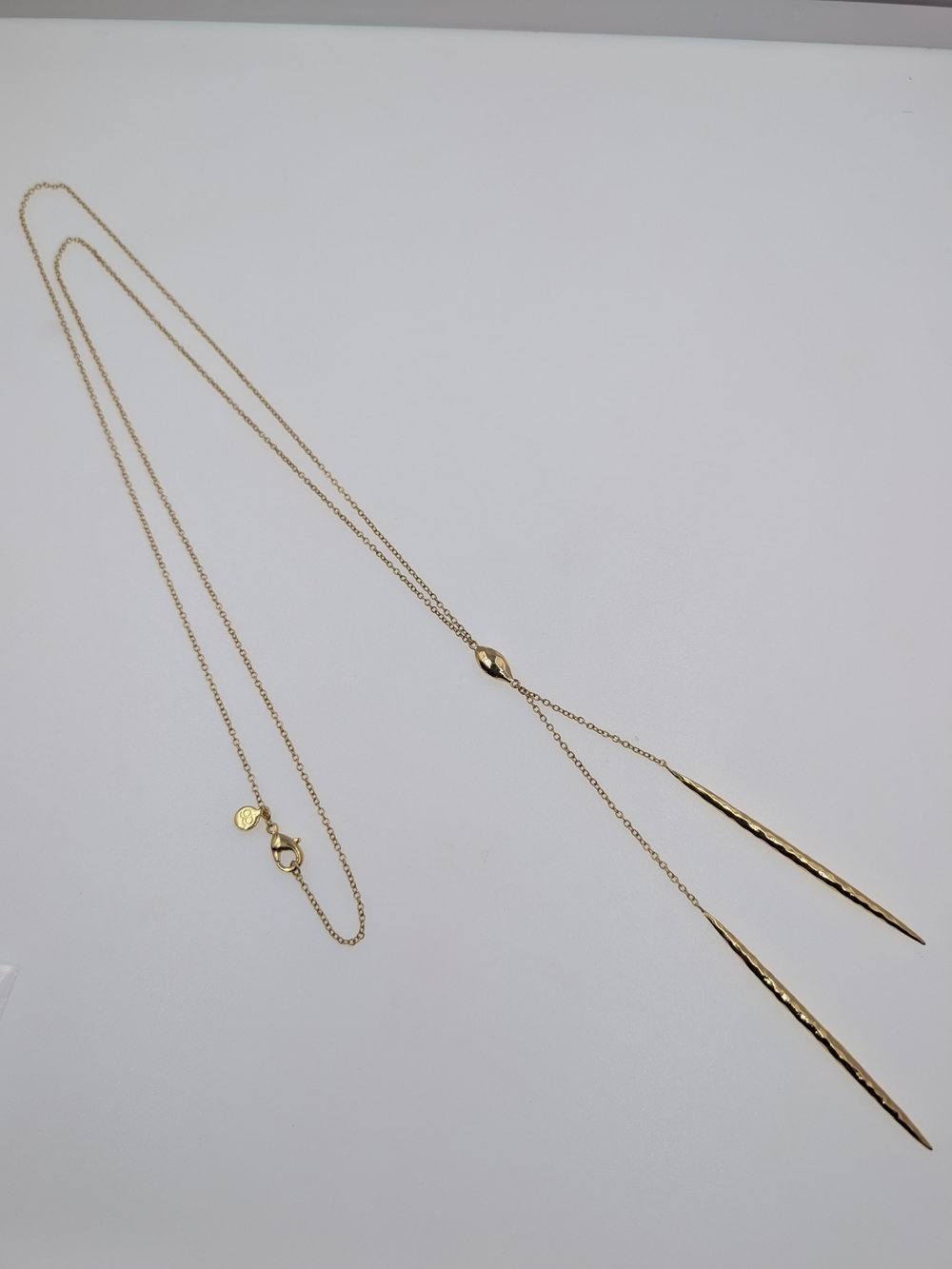 Gorjana 18K Gold Plated Hammered Spear Tassel Lariat Y-Necklace Bb30